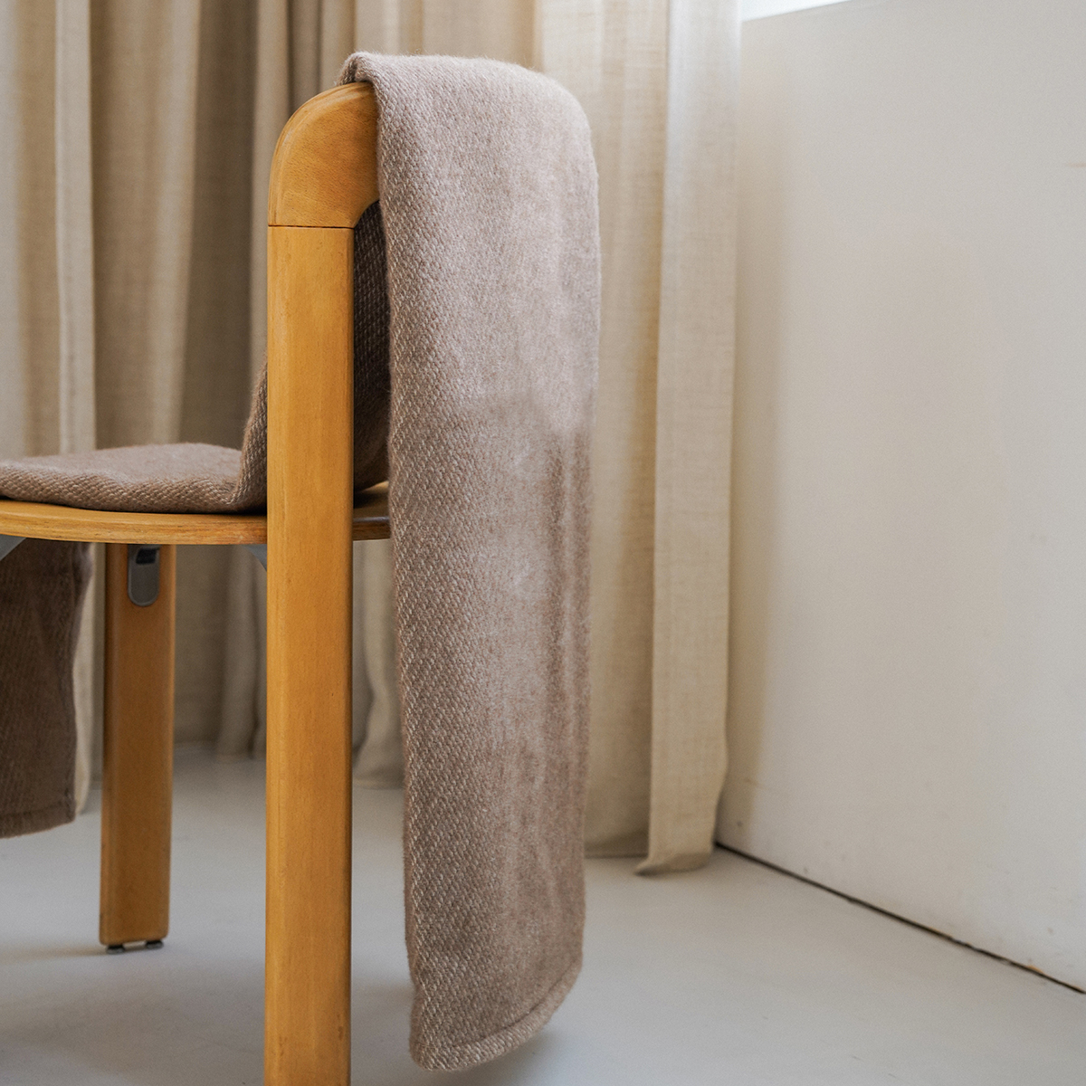 Cotton and merino blanket - Brown